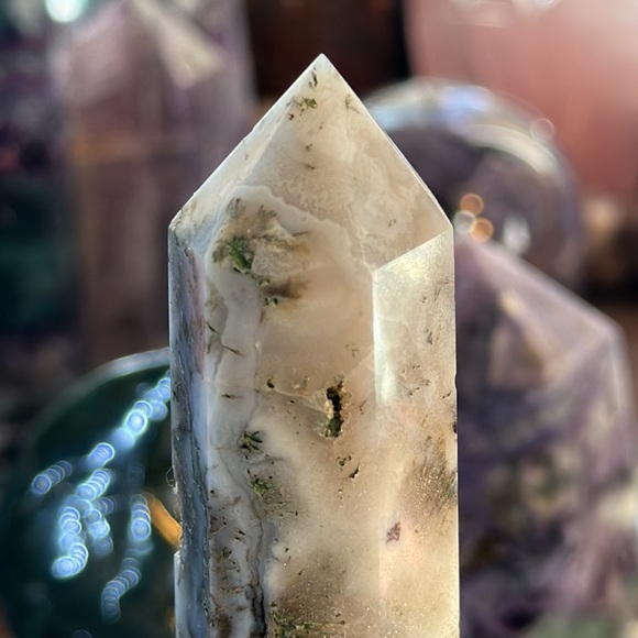 🔥SALE🔥 Moss Agate Crystal Point With Druzy! - Picture 5 of 10
